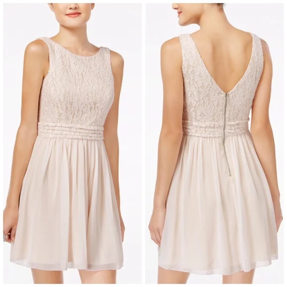 Speechless Blush Glitter Lace A-Line Dress Juniors Size 7 Homecoming Prom Speechless Blush Glitter Lace A-Line Dress Juniors Size 7 Homecoming Prom